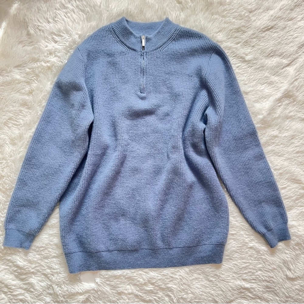 DAZY Men’s Half-Zip Knit Sweater - Baby Blue Mock Neck Pullover - NWT - XL